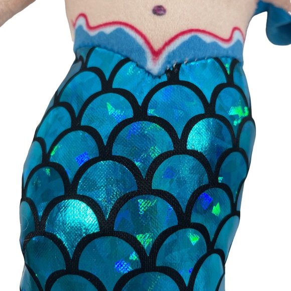 Linzy Toys Mermaid Doll 14” Blue Hair Tail Pink Bikini Shells Gold Starfish - Picture 9 of 13